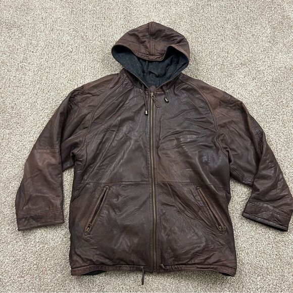 Vintage Eddie Bauer Lined Distressed Leather Jacket Women's L - Picture 1 of 6